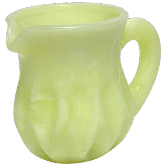 Mini Cream Vaseline Boyd Glass Pitcher Toothpick Holder 2000 Lemon Splash GLOWS - Picture 15 of 15